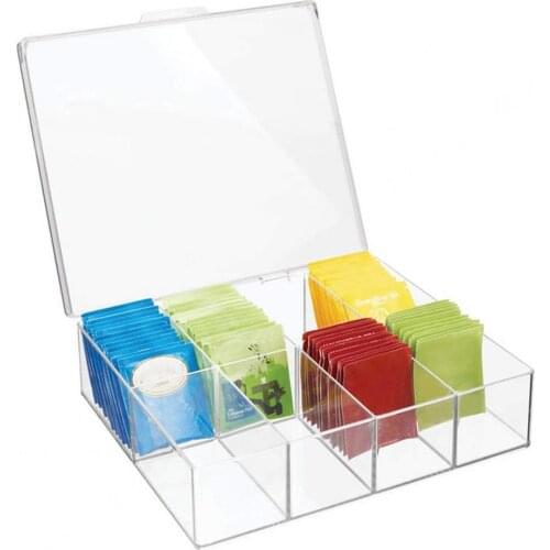 Transparent Tea Set Storage Box 8 Compartments Case For Kitchen Storage Plastic Makeup Box Organizer