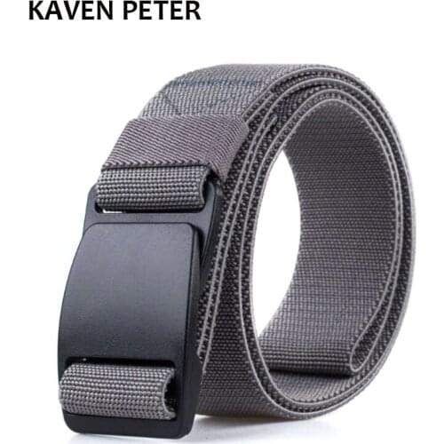 Men Plastic Buckle Elastic Belt Male Army Tactical Waist Canvas Belts Cummerbunds High Quality Strap Width 3.8CM Grey Black Red