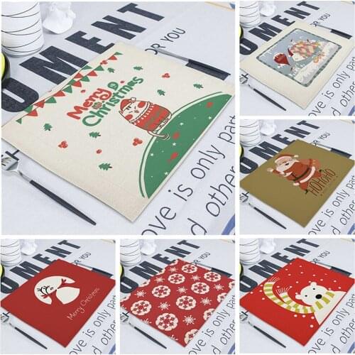 Christmas Printed Table Napkin Serviette Table Mariage Home Dinner Linen Table Mat Pad Cloth Napkins Placemats Servilletas Tela