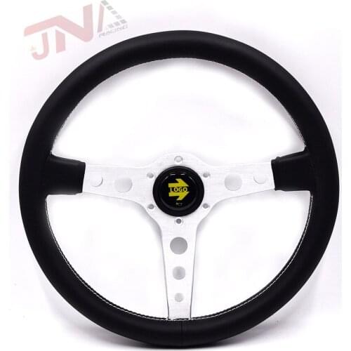 JNA Sport Steering Wheel Black/Silver Round Holes Auto Racing Steering Wheel