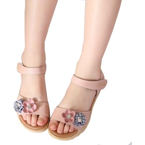 New 2020 children kids girls summer flowers summer sandals for teens girls princess shoes 5 7 8 9 10 11 12 years old sandals