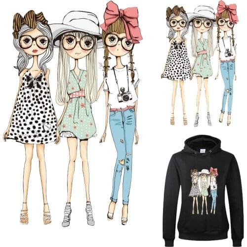 Clothing Patch Iron on For Girls Flex Fusible Transfer Thermoadhesive Patches Diy Fashion Applique on Clothes Ironing Stickers