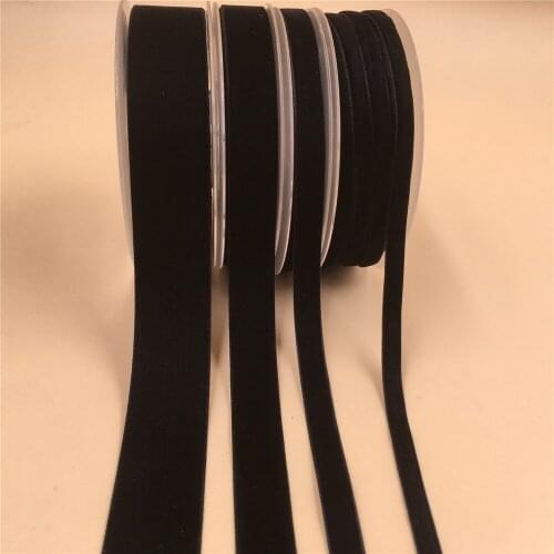 6MM,9MM,15MM,25MM V031 Nylon Single Face Black Velvet Ribbon