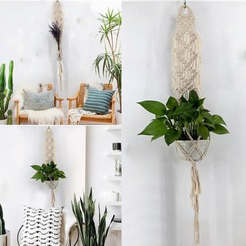 Vintage Macrame Plant Flower Pot Holder Hanging Basket Handcrafted Braided Rope Plant Hanger