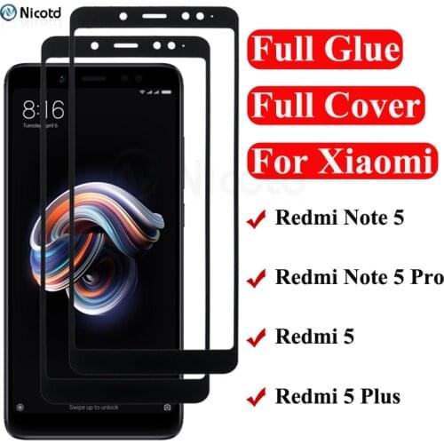 2Pcs Full Cover Tempered Glass For Xiaomi Redmi Note 5 Screen Protector For Redmi Note 5 Pro 9H Protective Film On Redmi 5 Plus
