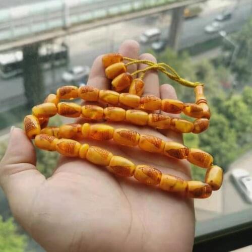 Tasbih Yellow Resin 33 rosary bead islamic misbaha Muslim Gift turkey fashion bracelet Jewelry Accessories on hand