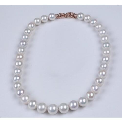Women Fashion Natural High Quality AAA 10-13mm white round edison gold plated necklace