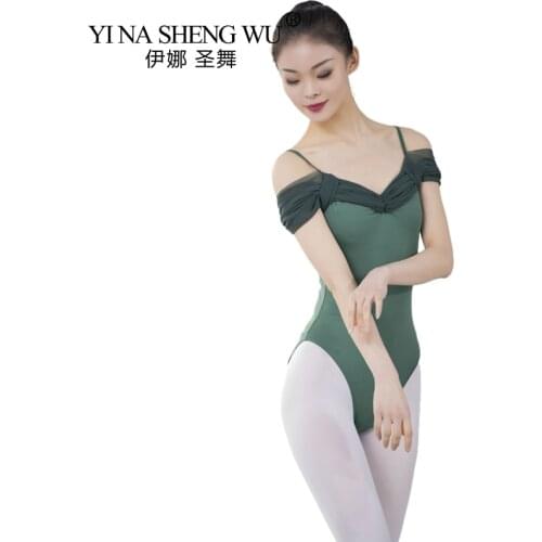 Women Ballet Leotard Dance Wear Adult Short Sleeve Stretch Camisole Gymnastics Leotard Bodysuit Ballet Dress Dancewear 6 Colors