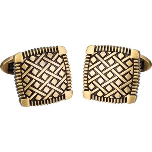 1 Pair of Square Cufflinks Made of Antique Brass for Business Men