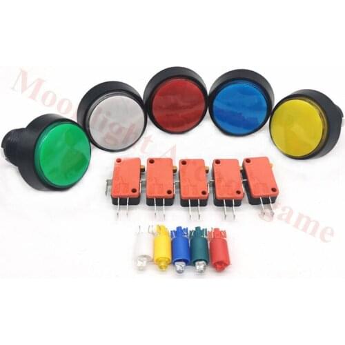 10PCS Arcade illuminated Button with led light 37mm middle Round Arcade Video Game Player Push Button Switch