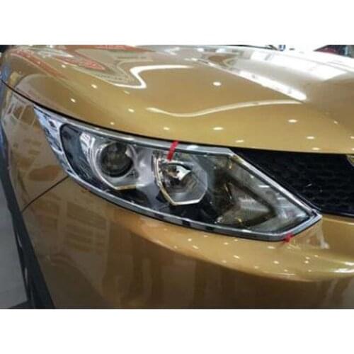 For Nissan Qashqai 2016 2PCS High Quality ABS Chrome Car Front Lamp Cover Headlight Frame Cover Trim Car Styling Accessories