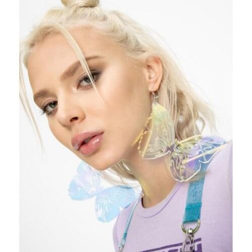 2021 New Lovely Laser Color Big Butterfly Earrings for Women Girls Acrylic Long Dangle Earrings Fashion Party Jewelry Gifts