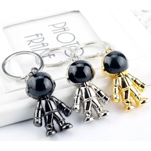 3D Space Astronaut Robot Key Chain Creative Trinket Jewelry Key Rings Metal Pendant Keychains Bags Car Keyholder Gift