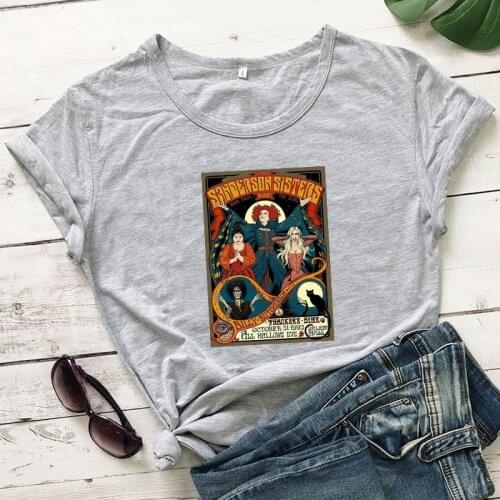 Colored Witches Card T-shirt Funny Women Halloween Gift Top Tee Shirt Fashion Autumn Short Sleeve Witchy Graphic Tshirt Femme