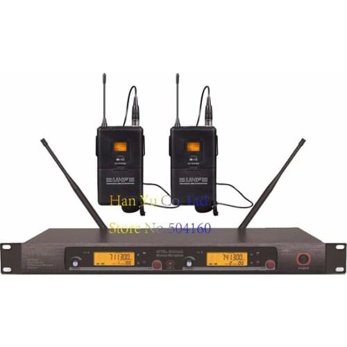 UHF Dual Channels Wireless Microphone Mic System with 1 Receiver 2 Handheld Microphones Audio Cable for Karaoke Meeting Party