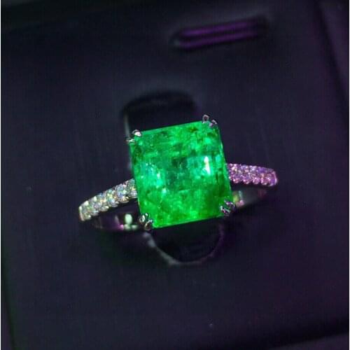 E322 Emerald Ring Pure 18K Gold Jewelry Nature Green Emerald 3ct Gemstone Diamond Female Rings for women Fine Ring