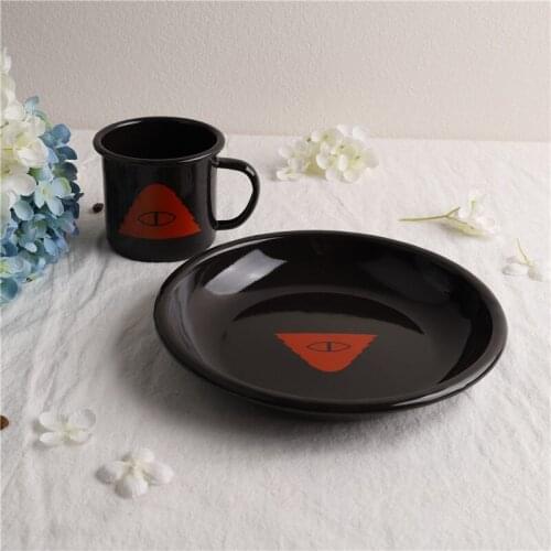 Enamel water cup, enamel coffee cup, enamel juice cup, milk cup. Enamel plate. 2 pieces / 1 bag