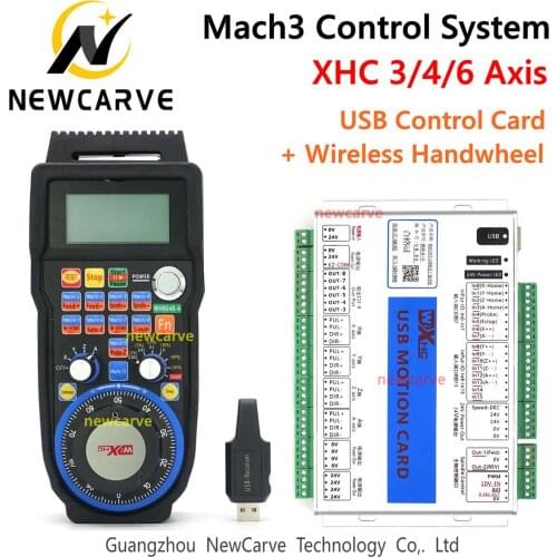 Mach3 Controller XHC MKX-V 3 4 6Axis USB Motion Control Card Breakout Board With WHB04B Wireless MPG Pendant Handwheel NEWCARVE