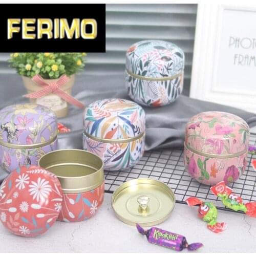 Small Fresh Home Garden Round Flower Tea Candy Box Coffee Coin Storage Box Cookie Tin Box Festive Party Supplies