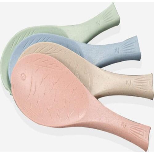 Cute wheat kitchenware Fish Tablespoon Non-Stick Rice Paddle Meal Spoons Table Serving Accessories
