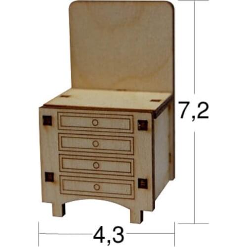 MN20 Miniature Dresser, Dyeable Raw Wood Miniature