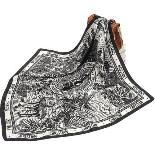 Fashion Womens Silk Scarf Coconut Island Trend Multicolor Options Spring and Summer Female Sex Sunscreen Head Scarves