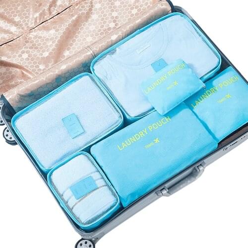 6 PCS Travel Storage Bag Set For Clothes Tidy Organizer Wardrobe Suitcase Pouch Travel Organizer Bag Case Shoes Packing Cube Bag