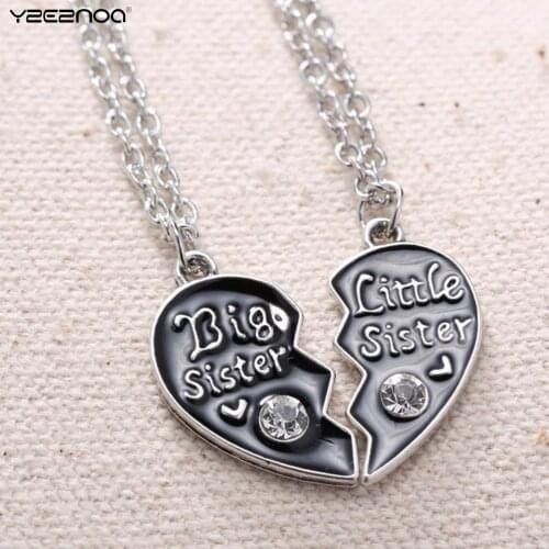 2021 New Broken Heart Style Pendant Necklace Chic Love Big Sister Little Sister Pendant Chain Necklaces