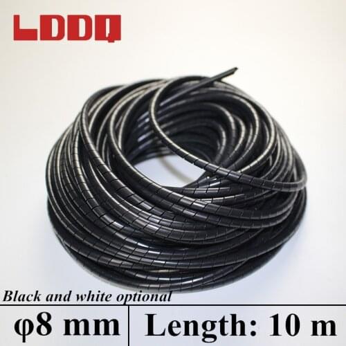 LDDQ 10m Winding Pipe Diameter 8mm Cable Casing Cable Sleeves Spiral Bands Computer Cord Manage Spiral Cable Wire Wrap Promotion