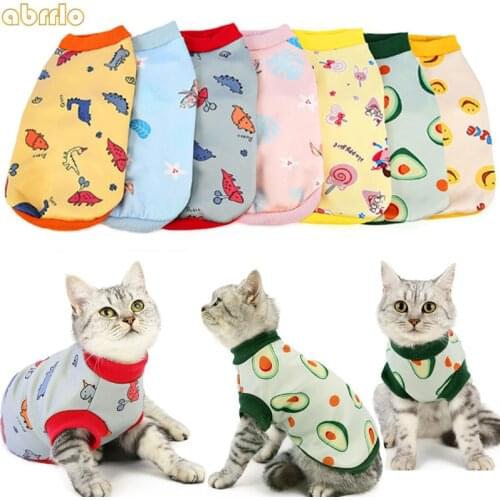 Cat Clothes Cartoon Printing Cute Fruit Animal Pet Vest Kitten T Shirts Milk Silk Cats Sweater Sphinxes Costume For Cat Outfit
