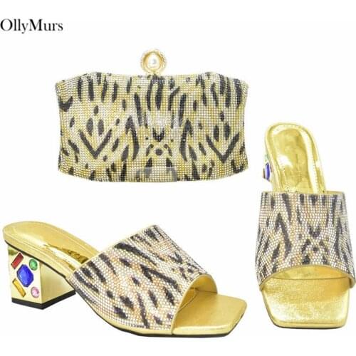 Top Quality Fahion High Heels Shoes And Bag Set Latest African Style Hollow Out Woman Shoes And Purse Set For Wedding