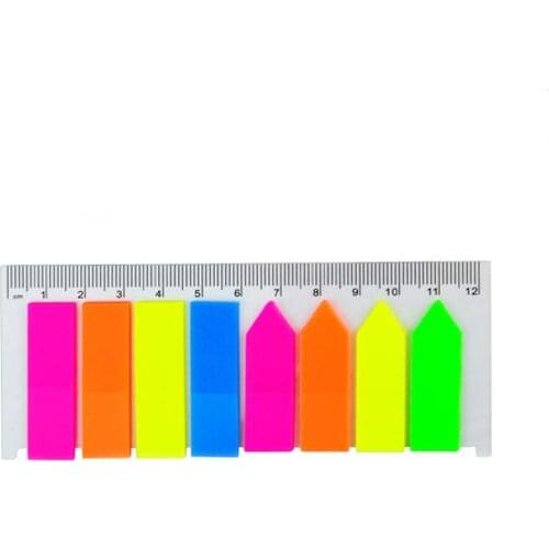 Notes Flags Sticky With PP Rule Page Marker Fluorescent Color Index Label Text Highlighter Strips Writable Bookmarks Stickers