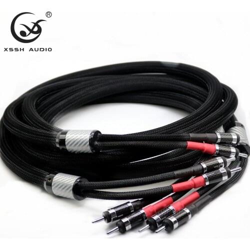 YIVO XSSH audio TRANSPARENT TYPE CL2 Carbon Fiber Banana to Banana Plug 6 core OCC Pure Copper OFC 18mm Speaker Cable Cord Wire