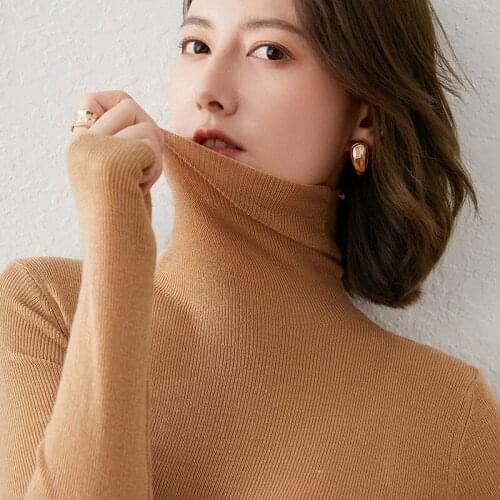 Stretch Women Sweaters Turtleneck Pullovers Soft Shirt Long Sleeve Korean Slim Sweater 2021 Spring Autumn Black Jumpers Female