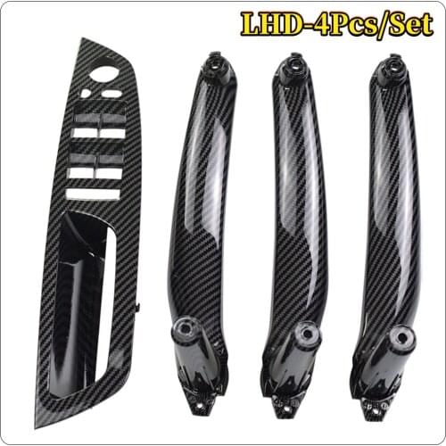 Carbon Fiber left Right Car Interior Handle Inner Door Armrest Panel Pull Trim Cover for BMW E70 E71 E72 X5 X6 2007-2014