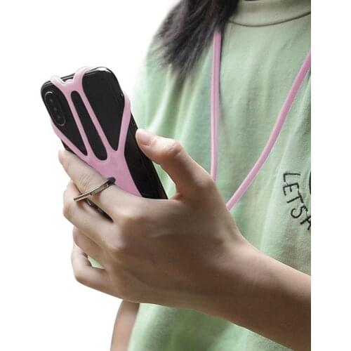 Universal Lanyard for Phone Silicone Sports Phone Strap Mobile Phone Lanyards Ring Holder Stand Case Neck Hanging Rope Sling