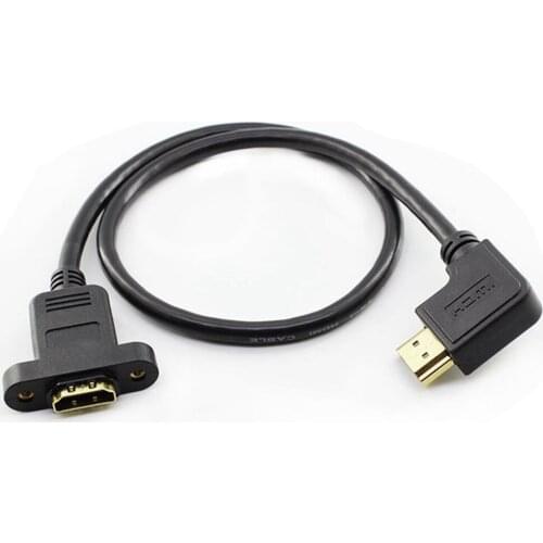 Up/Down/ Left/Right Angled HDMI- compatible 19p 1.4 male to Female extension cable with Screw Hole Can Lock Panel Mount Cable