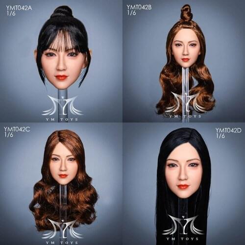 YMT042 1/6 Scale Sexy Female Figure Accessory Girl Head Sculpt Carved Accessory Model for 12 inches Suntan Action Figure