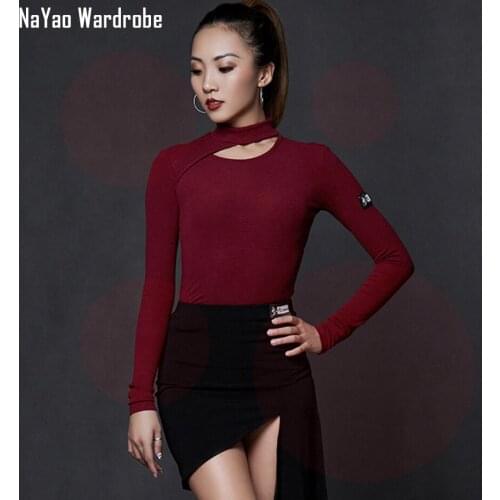2021 New A1177 Women Latin Dance T Shirt Long Sleeve Latin Dancing Tops for Samba Tango Chacha Belly Performamnce