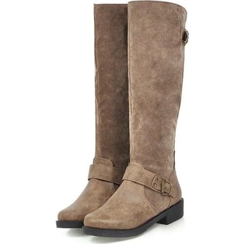 New Women Shoes Boots Winter Spring Warm Round Toe Big Size Boots 34-44 Long Boots