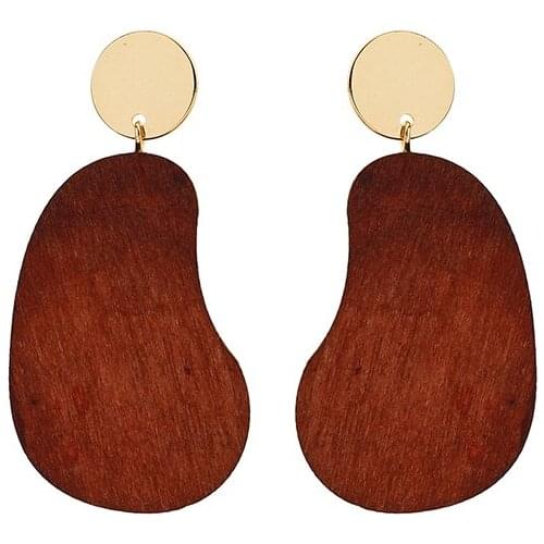 BALANBIU Geometric Dark Color Wood Sheet Drop Earrings For Women Gift Brass Dangle Earrings 2019 New Fashion Jewelry Accessories