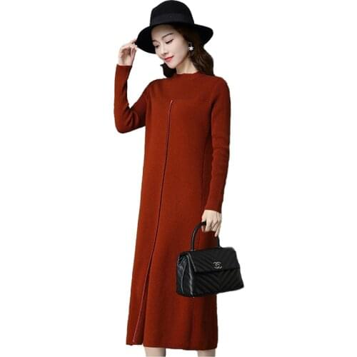 Fashion Knit Dress women 2019 Autumn Winter Pullover Sweater Split ends Bottoming Dresses Female Long sleeve Sweaters Plus size