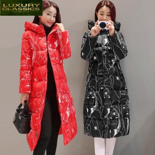 Winter Jacket Women Fashion 2021 Print Thick Warm Female Jacket Cotton Coat Parkas Jaqueta Feminina Inverno Hiver LW2352