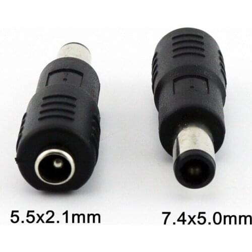 10pcs 5.5x2.1mm Female Jack to 7.4x5.0mm Male Plug AC-DC Power Adapter for DELL HP Laptop Straight Black