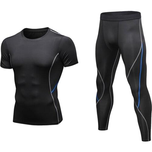 2 piece SportsWear Hombre Deporte Mens Active Wear Tracksuit Sportswear Man Workout Clothes Compression Mens Sports Suits Slim