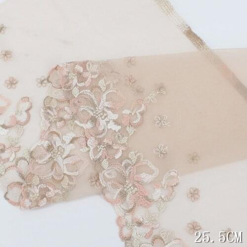 2Yards Purple Floral Embroidered Lace Trim Mesh Tulle Lingerie Underwear Clothes Bra Sewing Fabric DIY Handcrafts High Quality