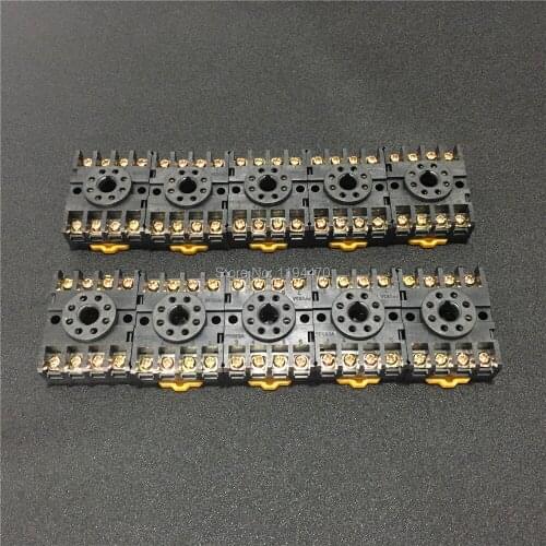 20pcs PF083A 8 Pin Mini Relay Socket Base for ST3P DH48S AH3-3 MK2P JTX-2C ASY-3D Relays Screw Terminal Din Rail Mounting
