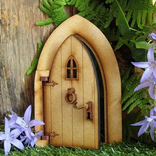 3D Wooden Fairy Garden Door Hand Made DIY Door Decoration Miniature Fairy Garden Signs Doll House Door Craft House Door 2021
