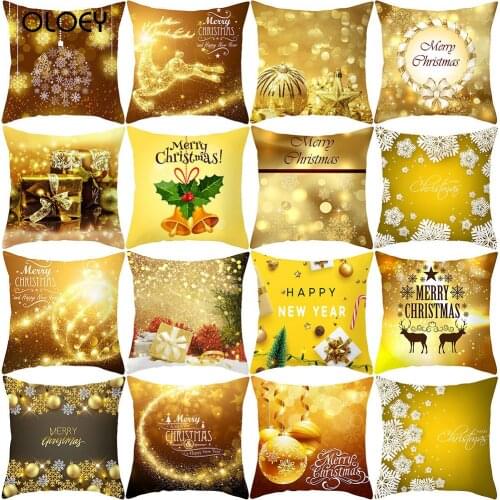 45x45cm Merry Christmas Pillow Case Happy New Year Bow Bell Pillowcases Decorative Pillows Christmas Pillow Cover Comfortable