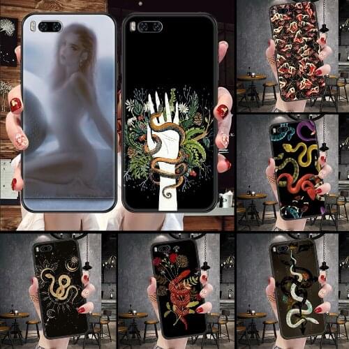 Flower snake Phone Case For Xiaomi Mi Note 8 9 10 11 9T 10T A3 Lite Pro Ultra black soft coque silicone Etui luxury hoesjes tpu